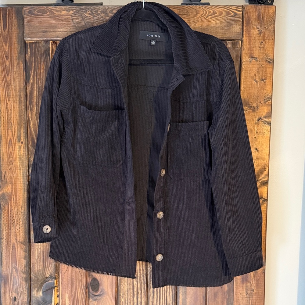 Love Tree Black Corduroy Button-Up Jacket